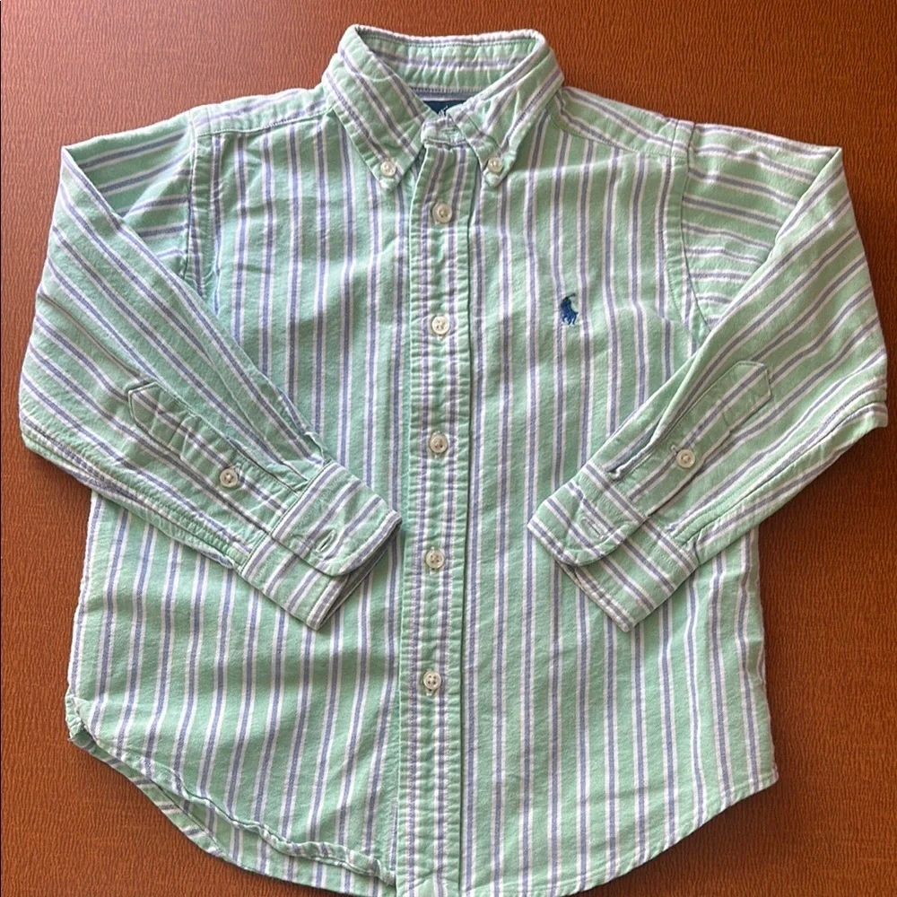 Ralph Lauren‎ Polo Green Striped Oxford Kids Shirt
